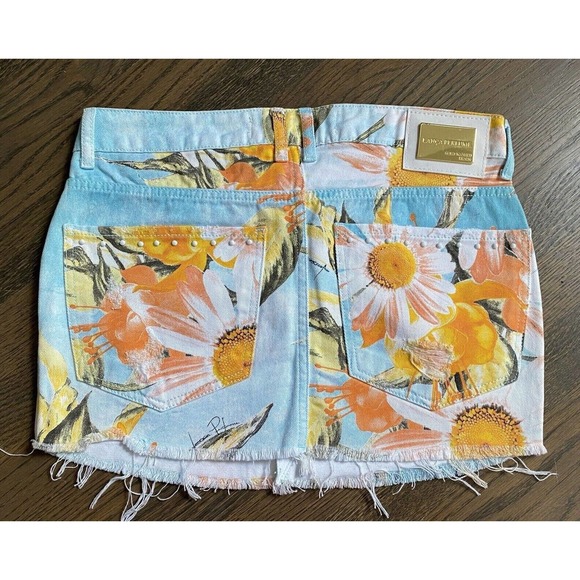 LANCA PERFUME Skirt SZ 8 A1A Mini Low Comfort Cold Washed Denim Made in Brazil - Picture 2 of 12
